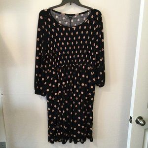 Torrid Womens Size 2X Black w/ Pink Polka Dots Pockets 3/4 Sleeve Midi Dress EUC
